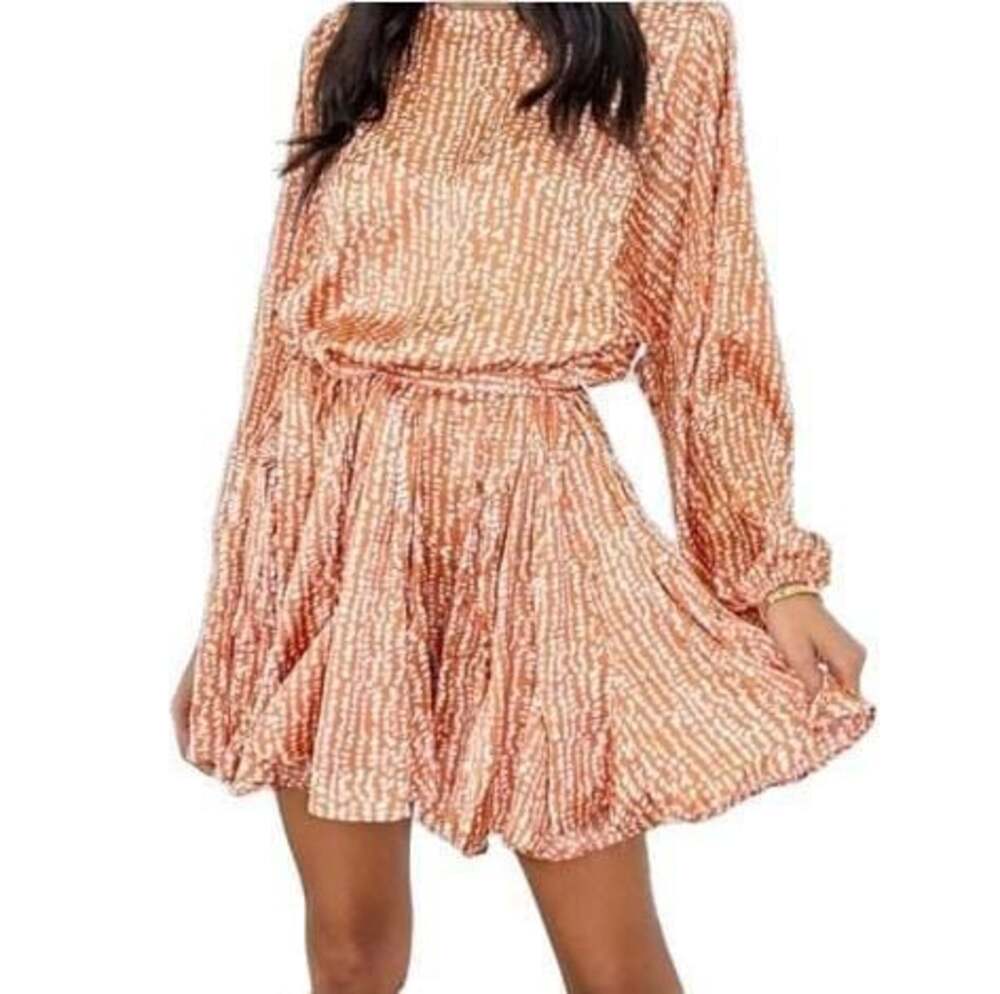 Talulah Amber Fawn Polka Dot Long Sleeve Mini Dress